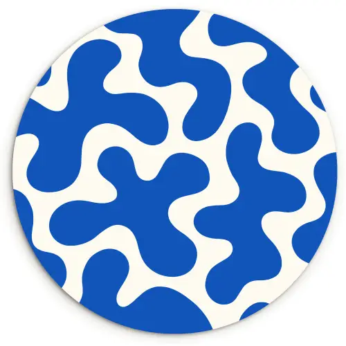Vormen - Abstract - Blauw - Golven Wandcirkel kunststof plaat 5mm dik klein -3d