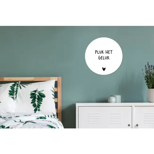 Quotes - Pluk het geluk - Spreuken Wandcirkel aluminium klein -slaapkamer