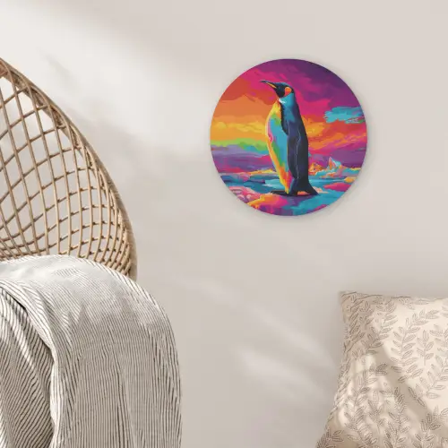 Ijsschots - Pinguïn - Abstract - Lucht Akoestische PET Vilt - Rond klein -sfeer4