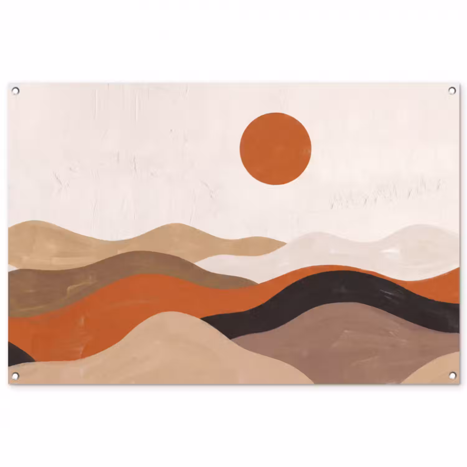 Gartenposter - Landschaft – Hügel – Sonne – Abstrakt – Orange