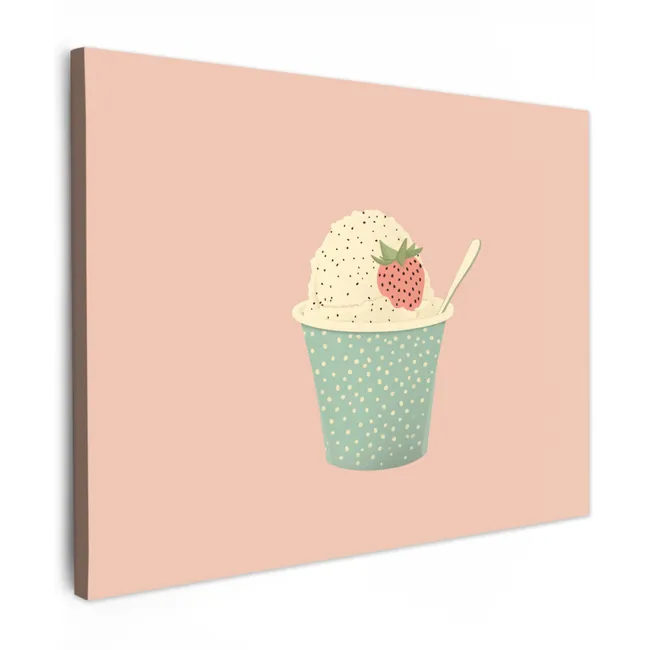Canvas Print - Tray - Ice cream - Strawberry - Pink