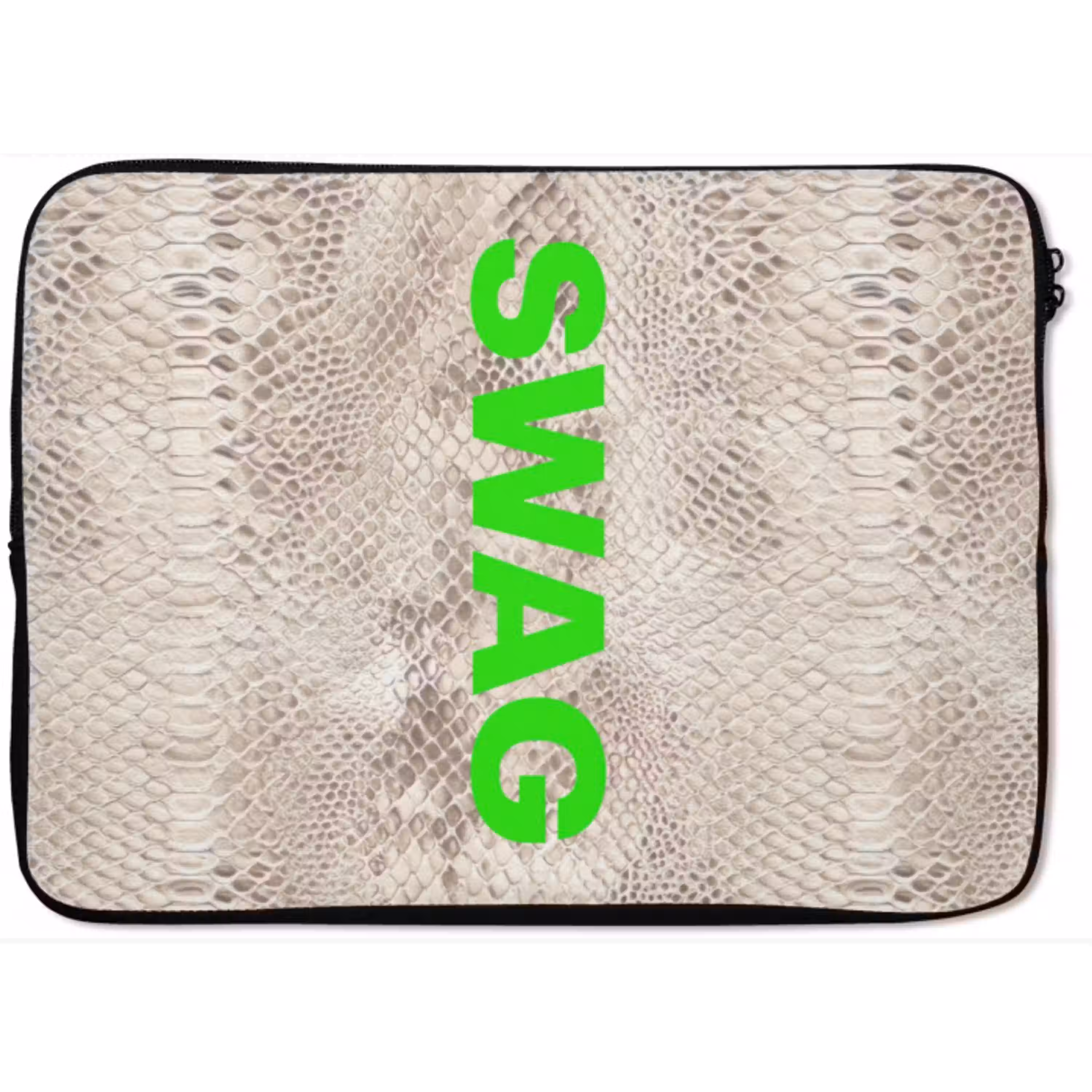 Slangenprint - SWAG - Neon - Groen laptophoes neopreen klein -zkaufland3dotto