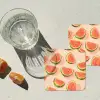 Watermeloen - Schijfjes - Pitten - Rood onderzetter kurk middel -sfeer4