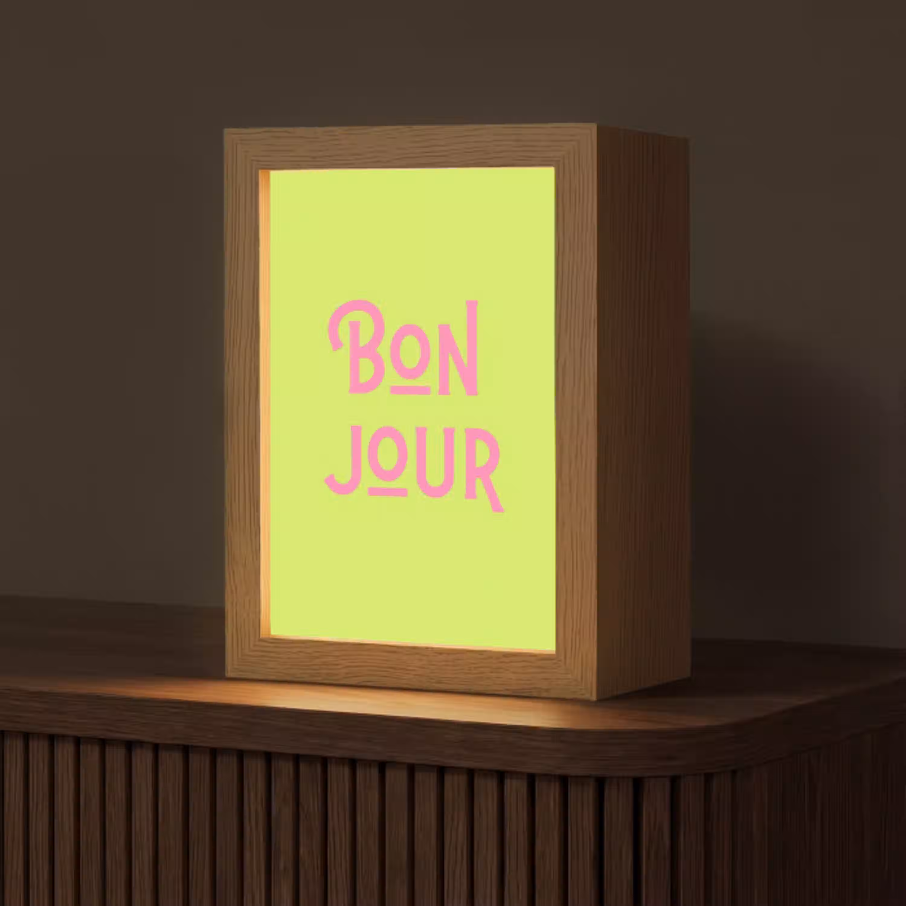 Groen - Roze bonjour - art-deco Light Box met kabel (Tafellamp) klein -z3d_website