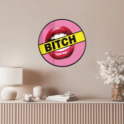 Lippen - Tekst - Kleurrijk Fotolijst rond zonder passe partout klein -sfeer3