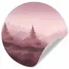 Landschap - Mistig - Roze Wandcirkel behangsticker klein -3d