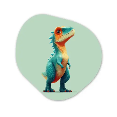 Cartoon - Dino - Oranje - Stekels Wandcirkel Organisch Forex 3mm klein -3d