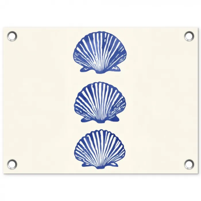 Schelpen - Blauw - Patroon tuinposter los doek klein -3d