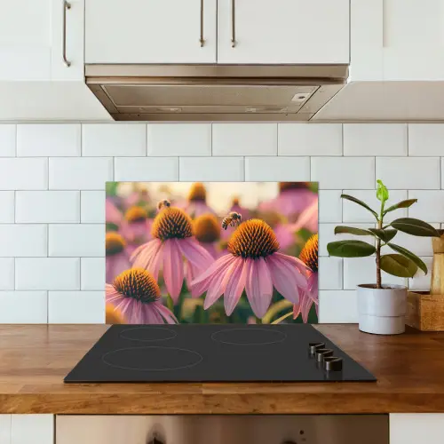 Bloemen - Paars - Bijen keuken achterwand spatscherm klein -sfeer2