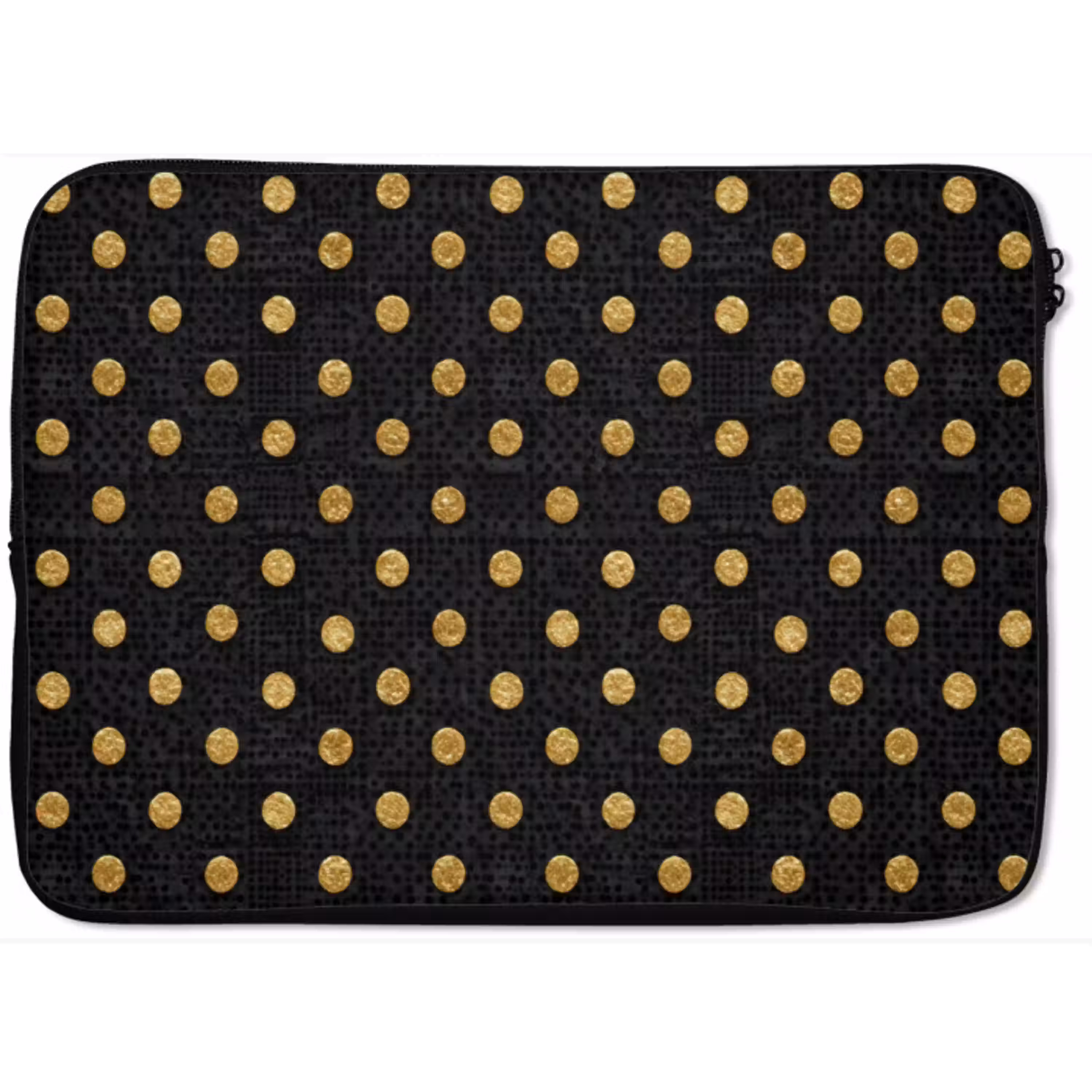 Polka Dot - Stippen - Goud - Zwart laptophoes neopreen klein 279 -zkaufland3dotto
