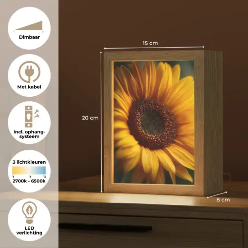 Geel - Zonnebloem - Zomers Light Box met kabel (Tafellamp) klein -USP_NL