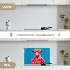 Koe - Bloemenkrans - Oorhangers - Kimono keuken achterwand spatscherm klein -voor_na_NL