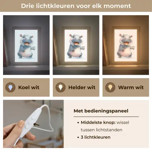 Nijlpaard - Baby dier - Dieren Light Box met kabel klein -USP_lichtkleurNL