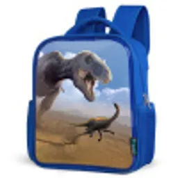 Dino - Wilde dieren - Tekening - Kinderen - Jongens Kinderrugzak - Blauw middel -schuin
