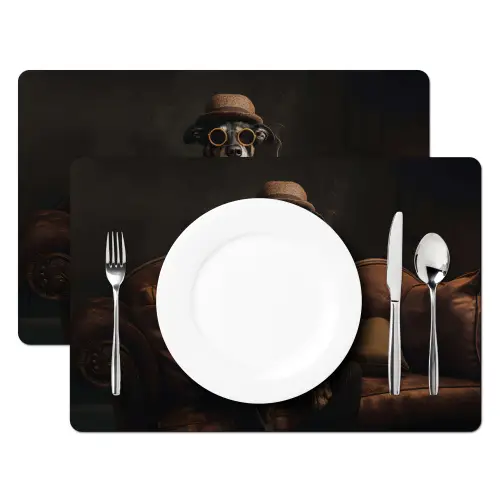 Hond - Sigaar - Hoed - Pak Placemat vinyl groot -zzsfeer2_Kitchenyeah-website