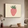 Aardbei - Minimalistisch - Rood - Fruit Textielframe zwart klein -sfeer3