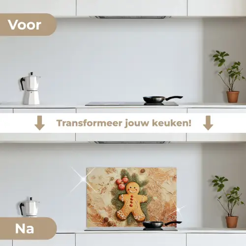 Kerstmis - Koekje - Poppetje - Speculaas keuken achterwand spatscherm klein -voor_na_NL