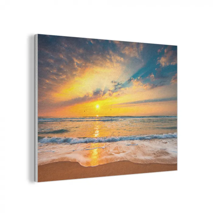Zonsondergang - Strand - Zee - Wolken - Oranje PET vilt klein -3d