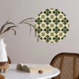 Patroon - Tegel - Groen Wandcirkel behangsticker klein 186 -sfeer3