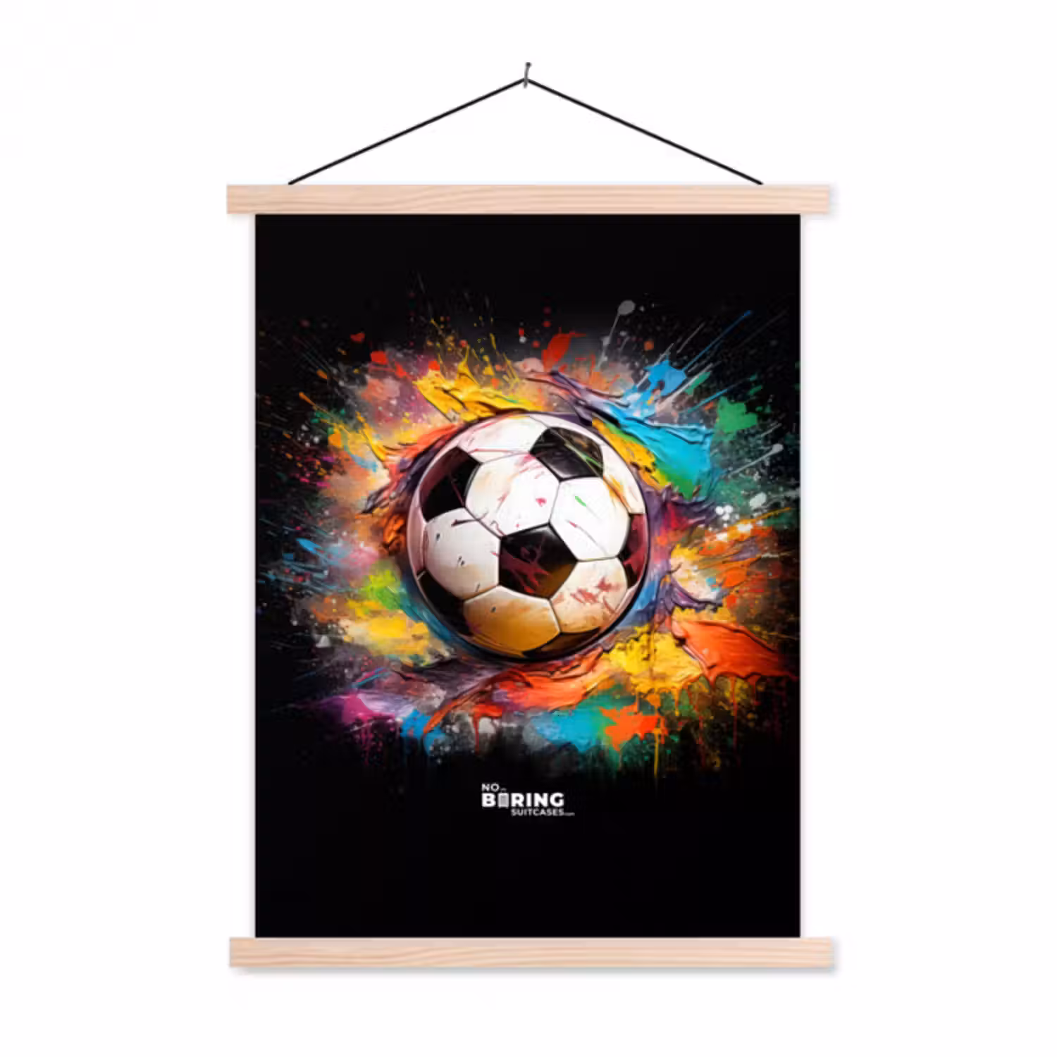 Stoffbild - Fußball umgeben von Farbklecksen