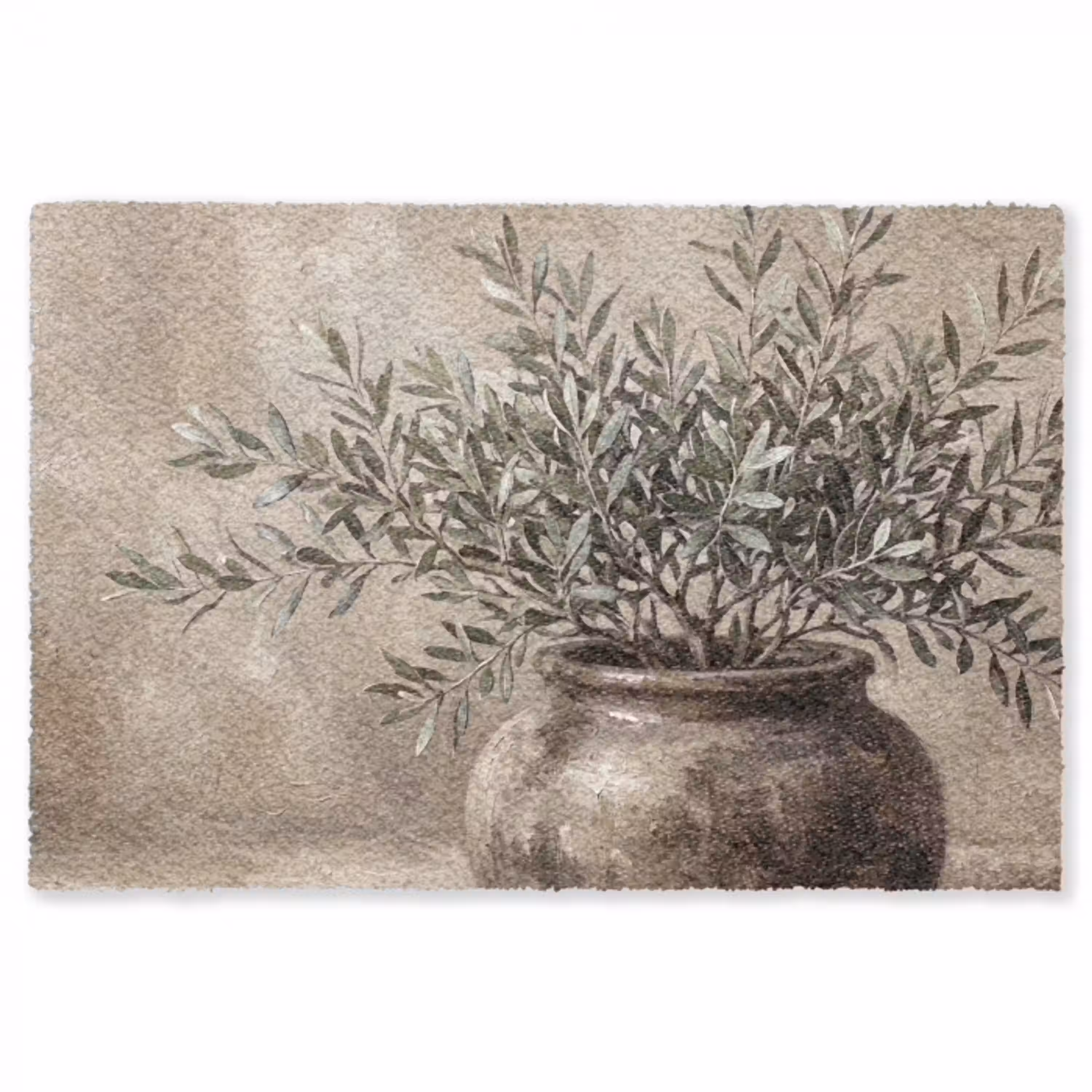 Olijfplant - Aardenpot - Abstract - Beige Vloerkleed Rechthoek klein -3d