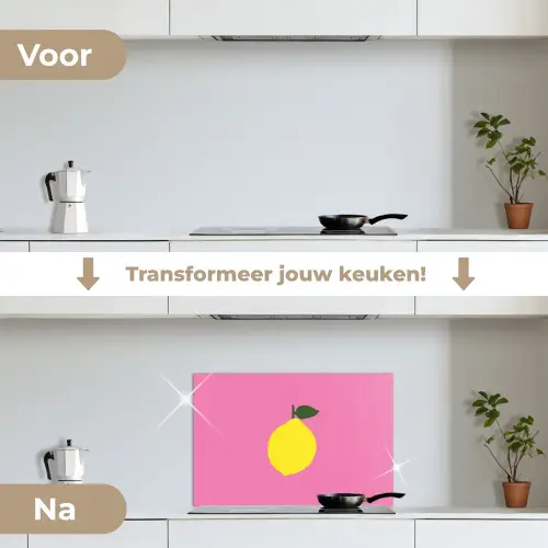 Citroen - Geel - Fris keuken achterwand spatscherm klein -voor_na_NL