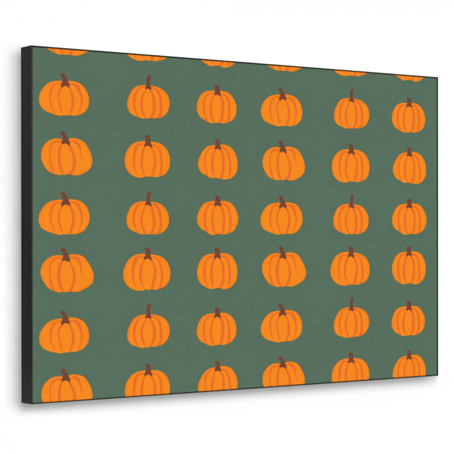 Pompoen - Patroon - Oranje Textielframe zwart klein 947 -3d