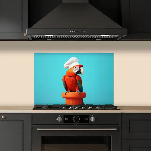 Ara - Koksmuts - Sokkel - Grappig keuken achterwand spatscherm klein -sfeer1