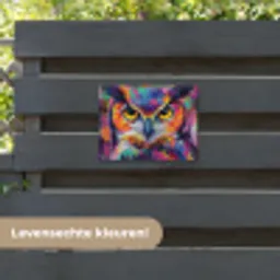 Portret - Uil - Verfstructuur - Paars tuinposter los doek klein -sfeer3