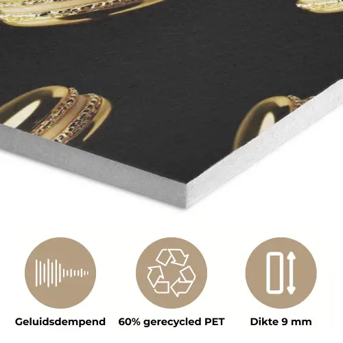 Macarons - Patroon - Goud - Zwart PET vilt klein -closeup_NL