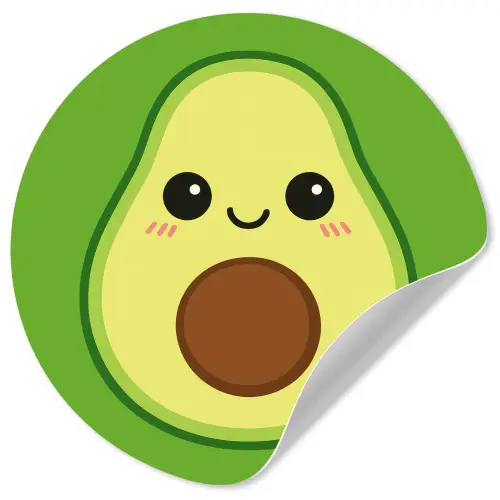 Avocado - Groen - Speels Wandcirkel behangsticker klein -3d