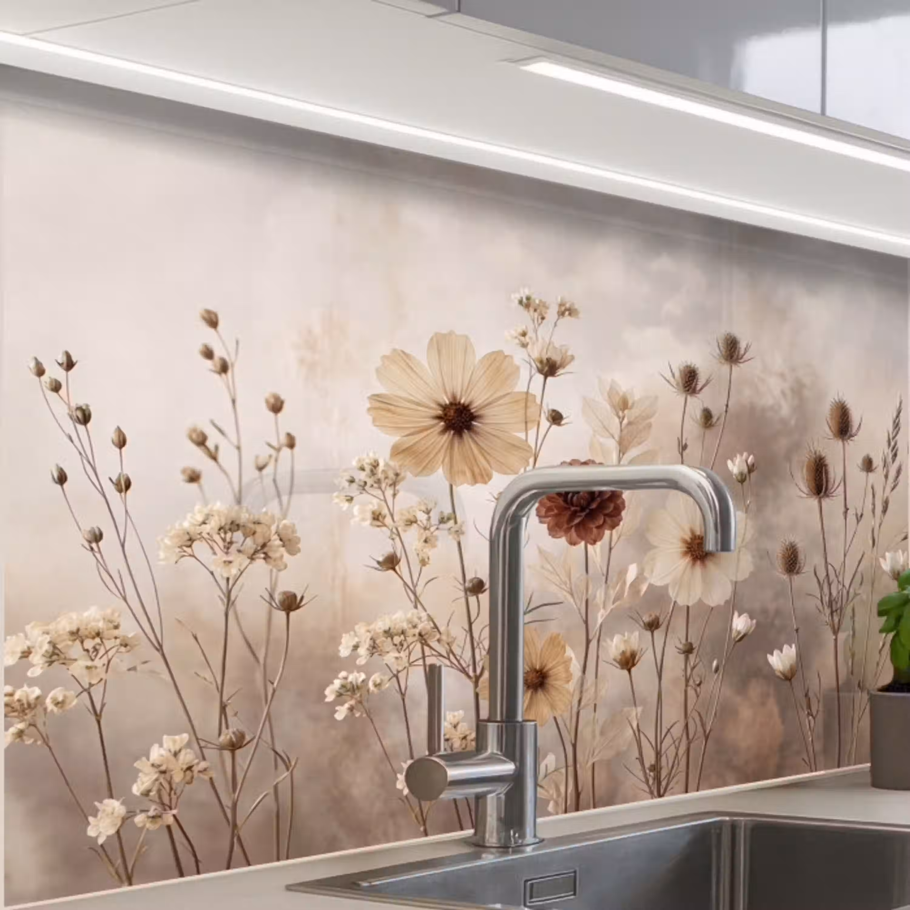 Wilde bloemen - Botanisch - Vintage - Natuur - Rustiek keuken achterwand 2 middel -zzzz3d_schuin