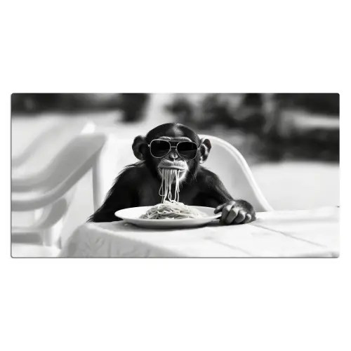 Aap - Spaghetti - Zonnebril - Zwart wit - Cool - Dier Muismat XXL klein -3d_leeg