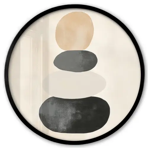 Japandi - Wabi sabi - Beige Fotolijst rond zonder passe partout klein -3d