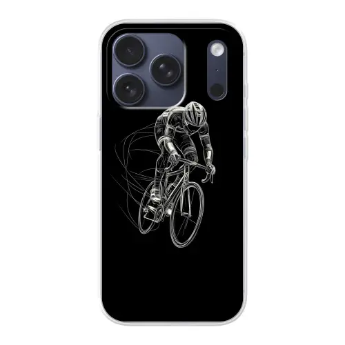 Lijntekening - Wit - Wielrennen - Snelheid Telefoonhoesje iPhone 17 Pro klein -3d
