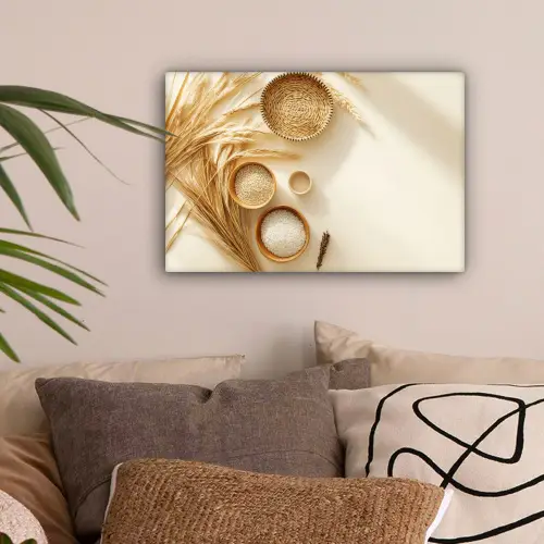 Granen - Hout - Kom - Beige canvas 2cm klein -sfeer1