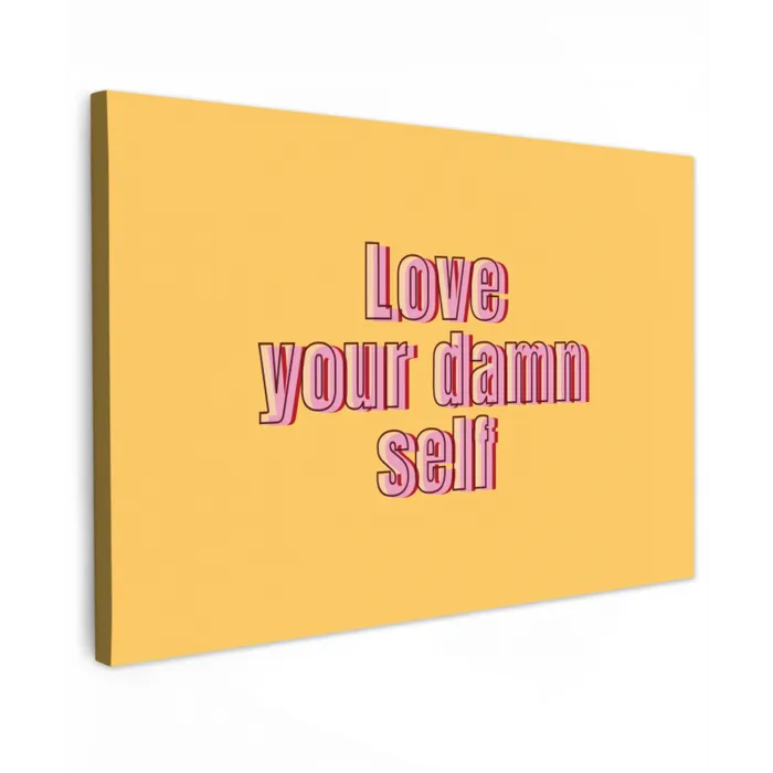 Love yourself - Roze - Geel canvas 2cm klein -z3d