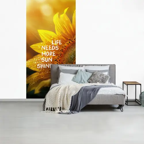 Zonnebloem - Close up - Geel - Quote fotobehang vinyl groot -slaapkamer