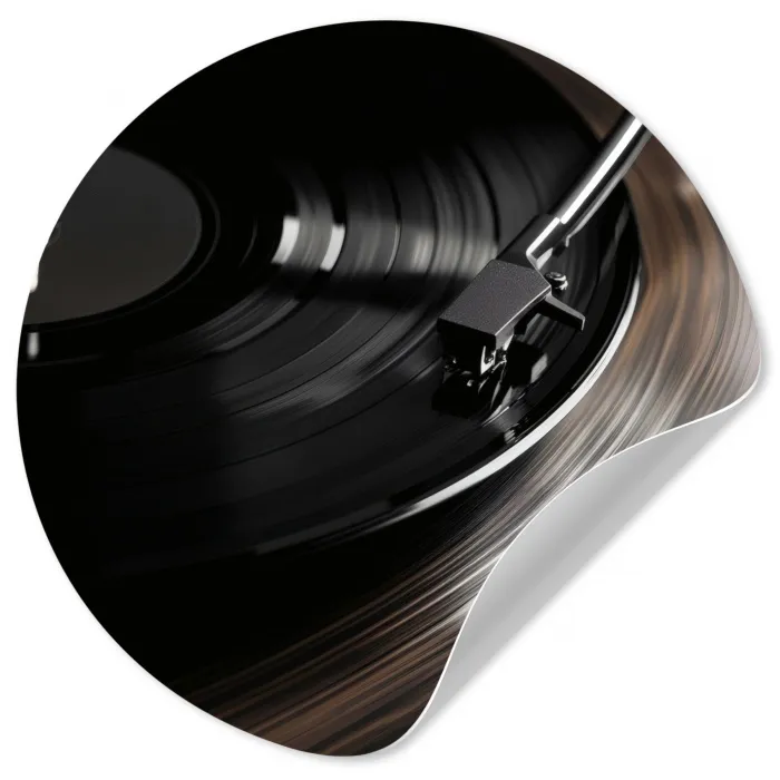 Close-up - Vinylplaat - Platenspeler - Zwart Wandcirkel behangsticker klein -3d