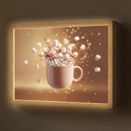 Chocomelk - Drinken - Warm - Bruin Light Box met batterij (Wandlamp) middel -z3d_website