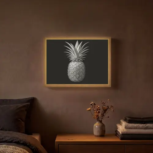 Ananas - Gedetailleerd - Bladeren Light Box met batterij (Wandlamp) middel -sfeer4