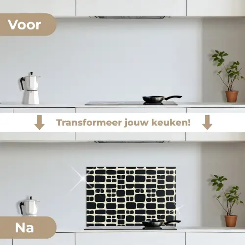 Modern - Organisch - Zwart keuken achterwand spatscherm klein 900 -voor_na_NL