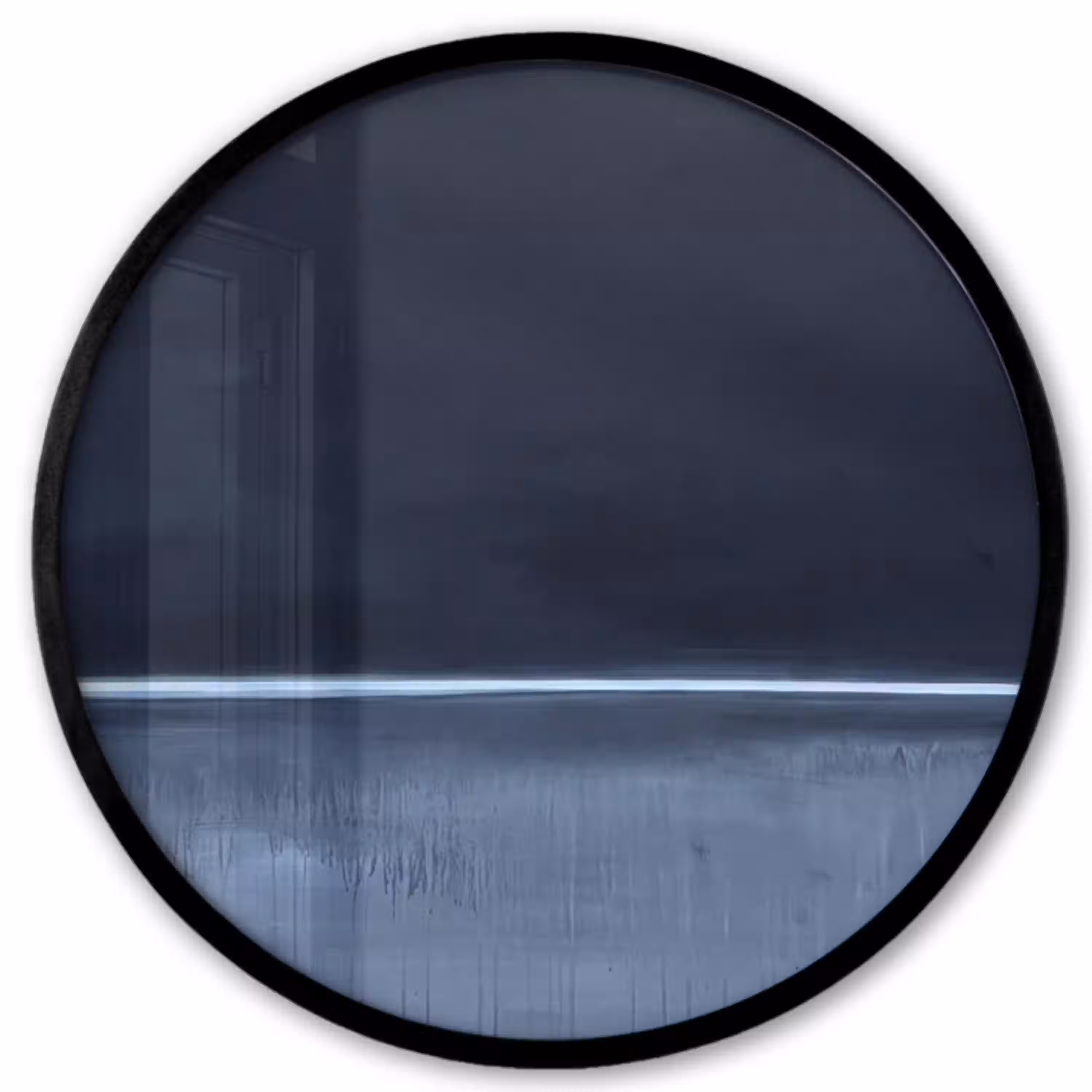 Abstract - Horizontale lijn - Minimalistisch - Donkerblauw - Kunst Fotolijst rond zonder passe partout klein -3d