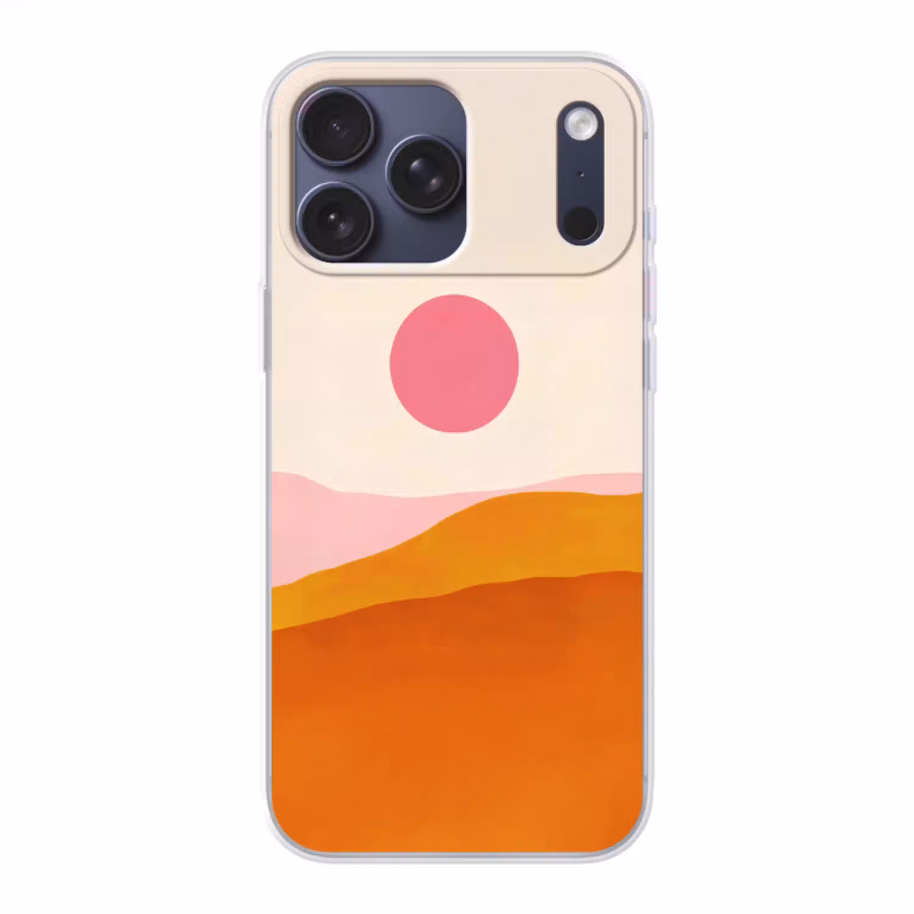 Zon - Heuvels - Abstract - Roze Telefoonhoesje iPhone 17 Pro Max klein -3d