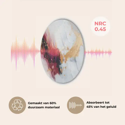 Rood - Abstract - Goud - Modern Akoestische PET Vilt - Rond klein -USP_NL