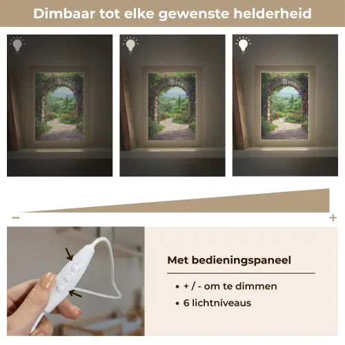 Doorkijk - Landschap - Bloemen - Pad - Uitzicht Light Box met kabel (Wandlamp) klein -USP_dimbaarNL