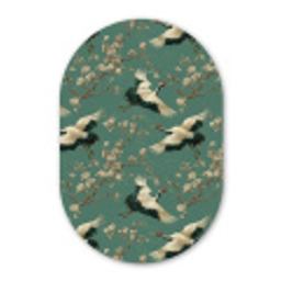 Kersenbloesem - Kraamvogels - Groen Wandcirkel Ovaal Aluminium middel 839 -3d
