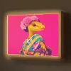 Hagedis - Bloemen - Roze - Kimono Light Box met batterij (Wandlamp) middel -z3d_website