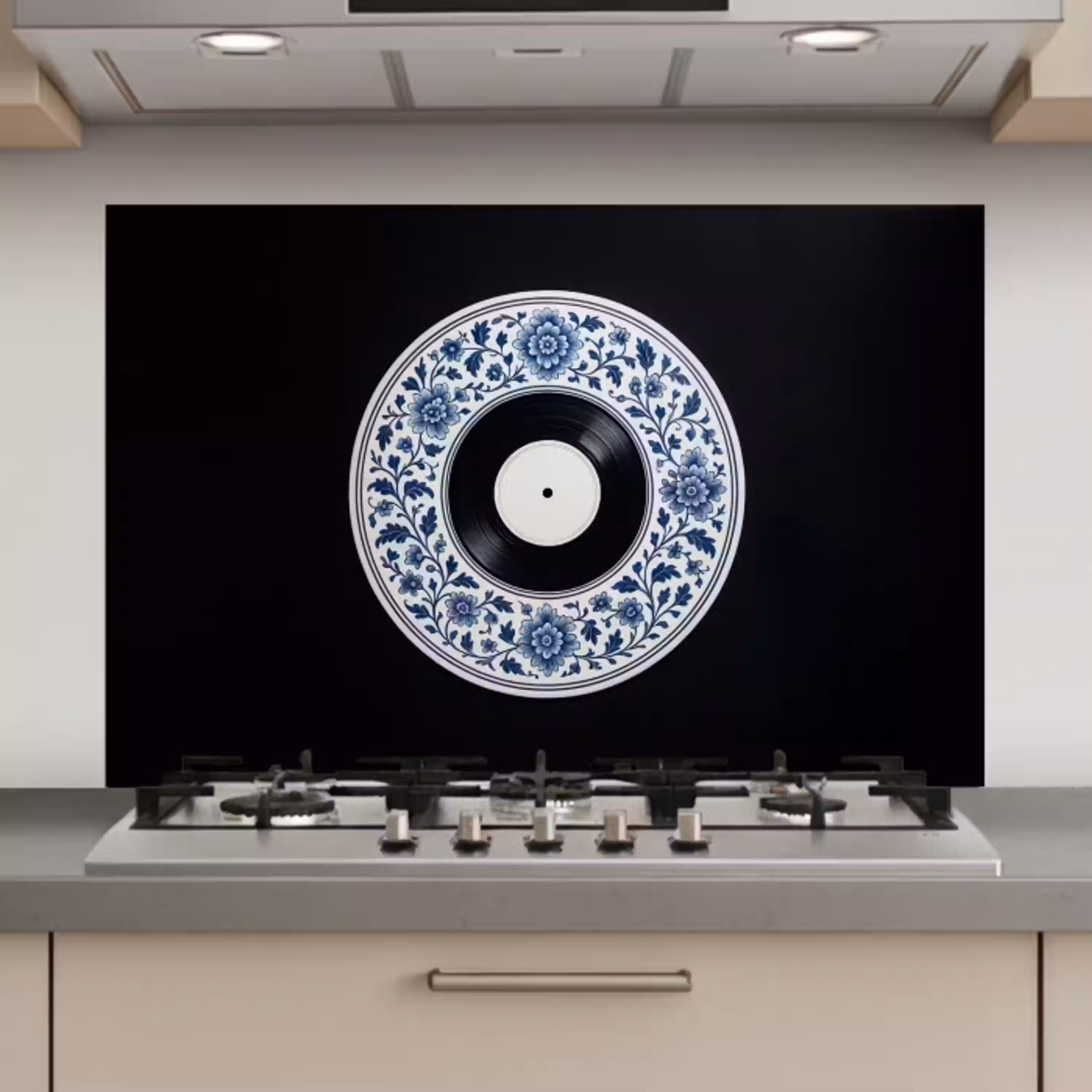 Vinyl - LP - Delfts Blauw - Muziek keuken achterwand spatscherm klein -3d_website