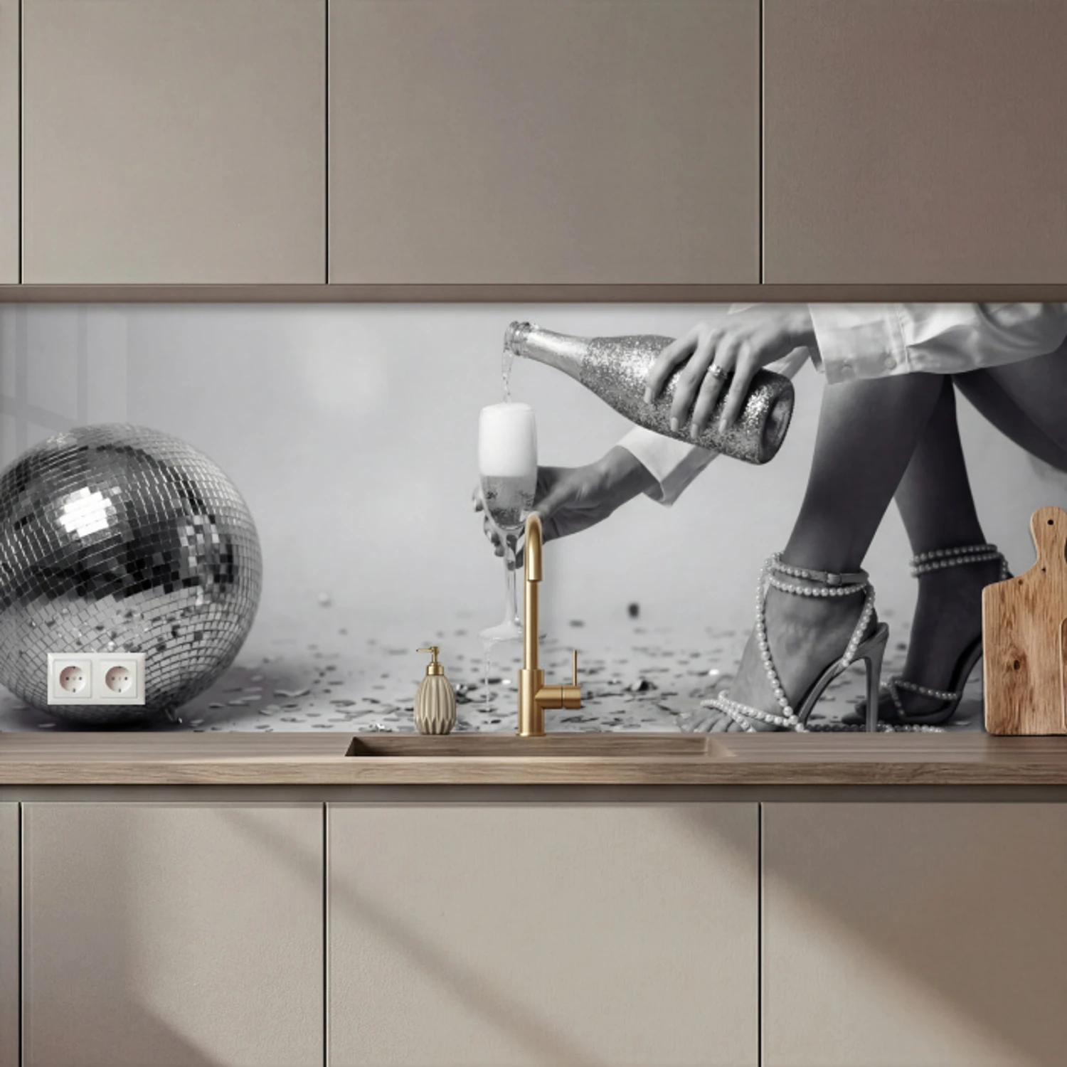 Feestelijk - Champagne - Discobal keuken achterwand 2 middel zz_3dshopping